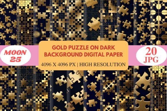 Download Gold Puzzle on Dark Background Digital P - Background Collection