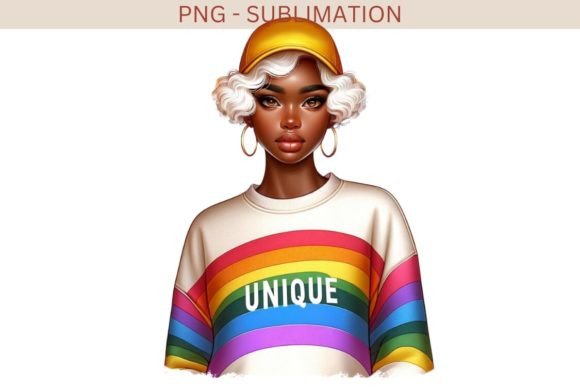 Download Unique Afro Girl, Rainbow Sticker, Black - Unique Collection