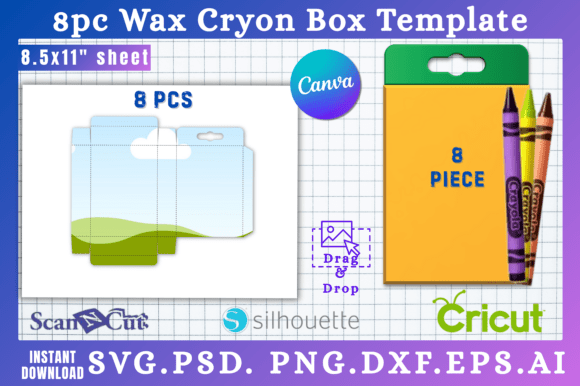Download 8pc Wax Cryon Box SVG &amp; Canva Templates - Templates Collection
