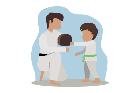 Download Young Boy Practicing Punches with Black Belt Instructor - Premium Resources