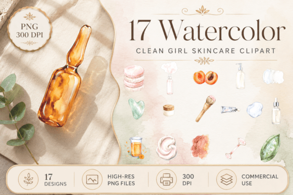 Download Clean Girl Skincare Spa Watercolor Set - Spa Collection