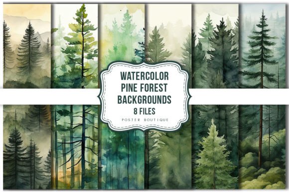 Download Watercolor Pine Forest Backgrounds Pack - Background Collection