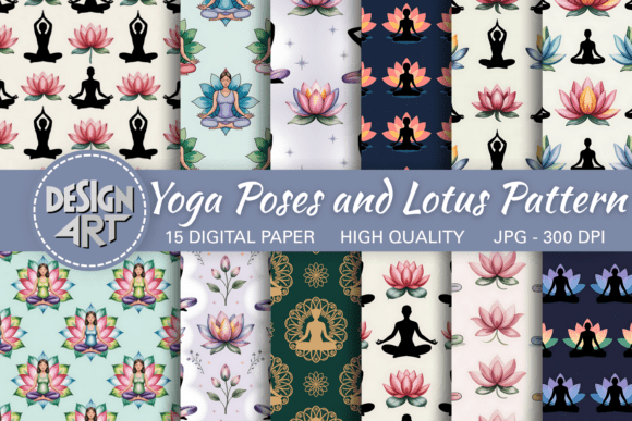 Download Yoga Poses and Lotus Pattern - Yoga Collection