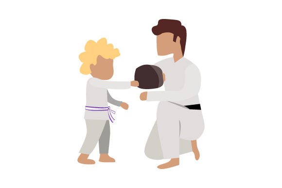 Download Young Boy Practicing Punches with Black Belt Instructor - Instructor Collection